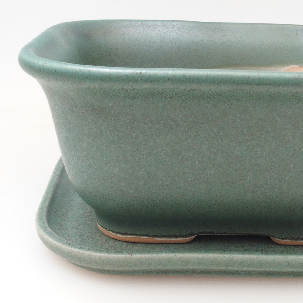 Bonsai tál + csészealj H38 - 12x10x5,5 cm. - zöld