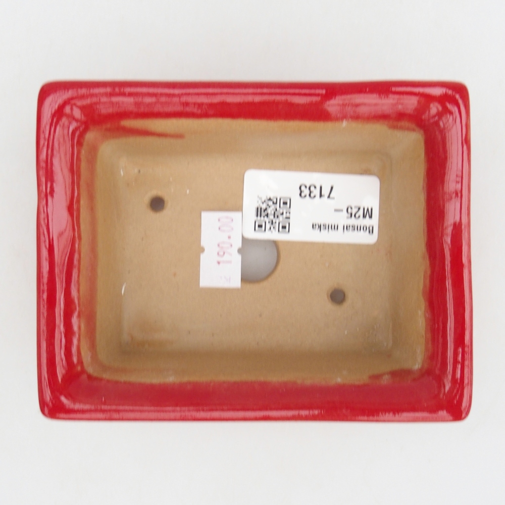 kerámia bonsai tál 11 x 8,5 x 4 cm, piros színben