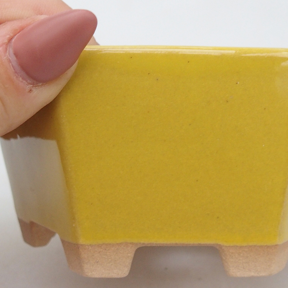 kerámia bonsai tál 10,5 x 9,5 x 5 cm, sárga