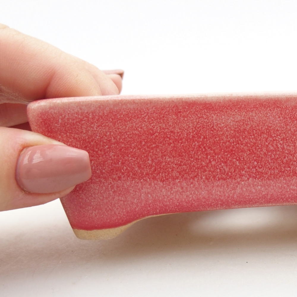 kerámia bonsai tál 11,5 x 9 x 3,5 cm, piros színben