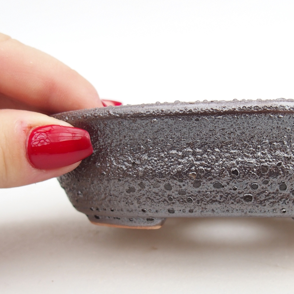 Kerámia bonsai tál 12 x 9,5 x 3,5 cm, fém színben