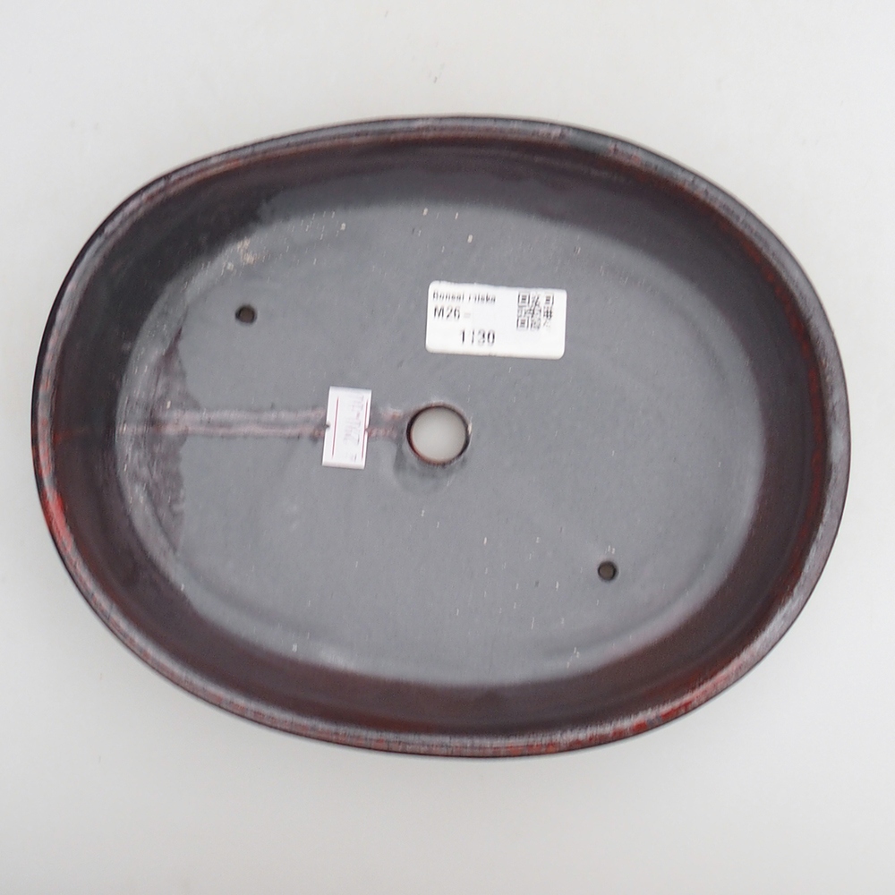 kerámia bonsai tál 21,5 x 17 x 5 cm, piros-fekete színben