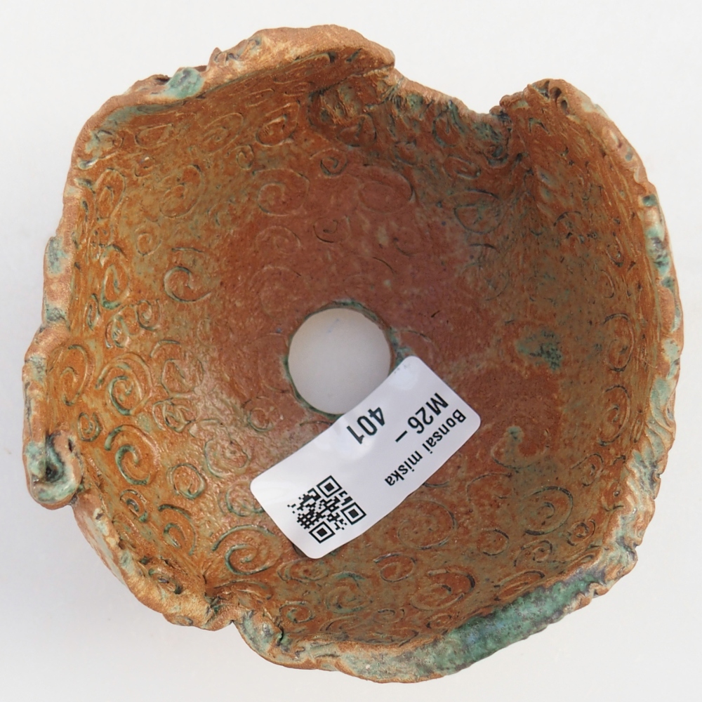 Kerámia kagyló 10 x 9,5 x 8,5 cm , barna-zöld színű