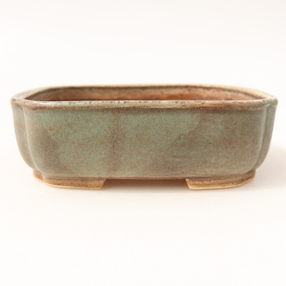 Kerámia bonsai-tál 14 x 12 x 4 cm, zöld színű