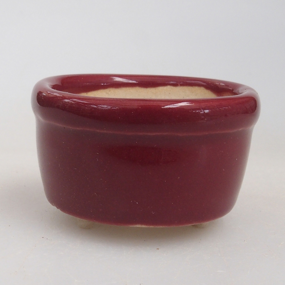 Mini bonsai tál 3,5 x 3,5 x 2 cm, bordó színben