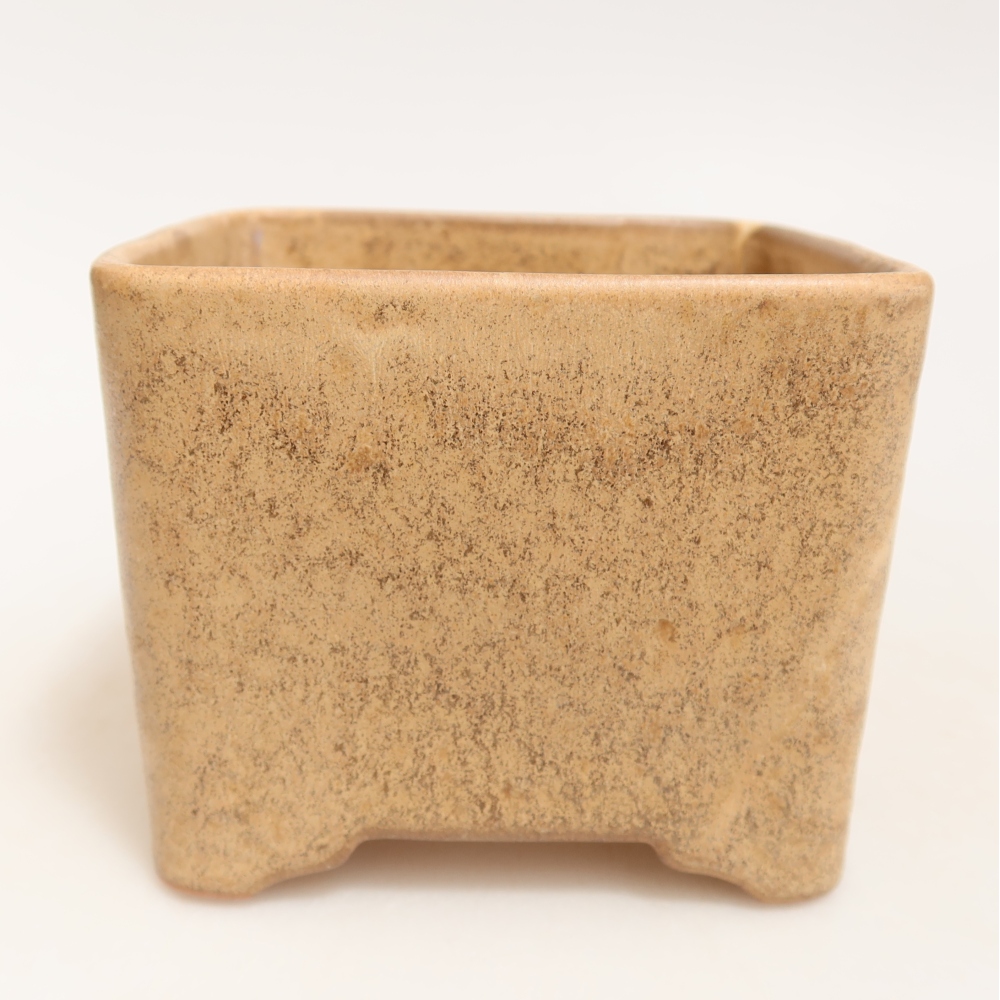 Kerámia bonsai tál, 10 x 10 x 8,5 cm, bézs színű