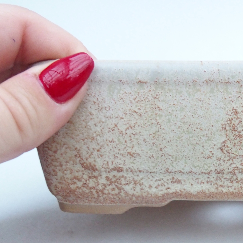 kerámia bonsai tál 13 x 10 x 5 cm, bézs színben