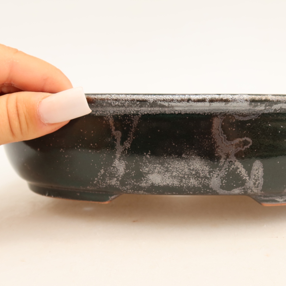 kerámia bonsai tál 22 x 17 x 5 cm, metál zöld