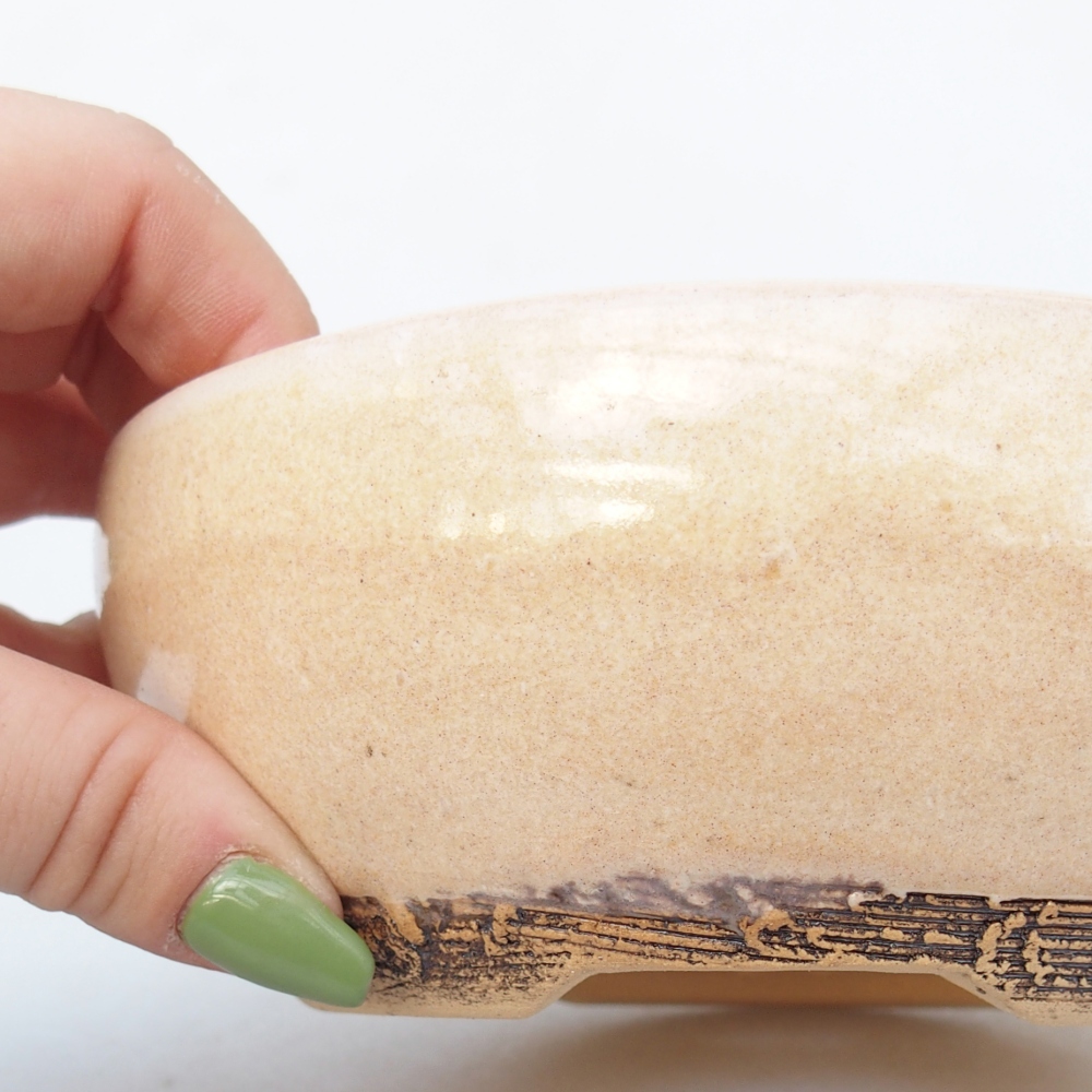 Kerámia bonsai tál 14,5 x 14,5 x 5,5 cm, bézs színben