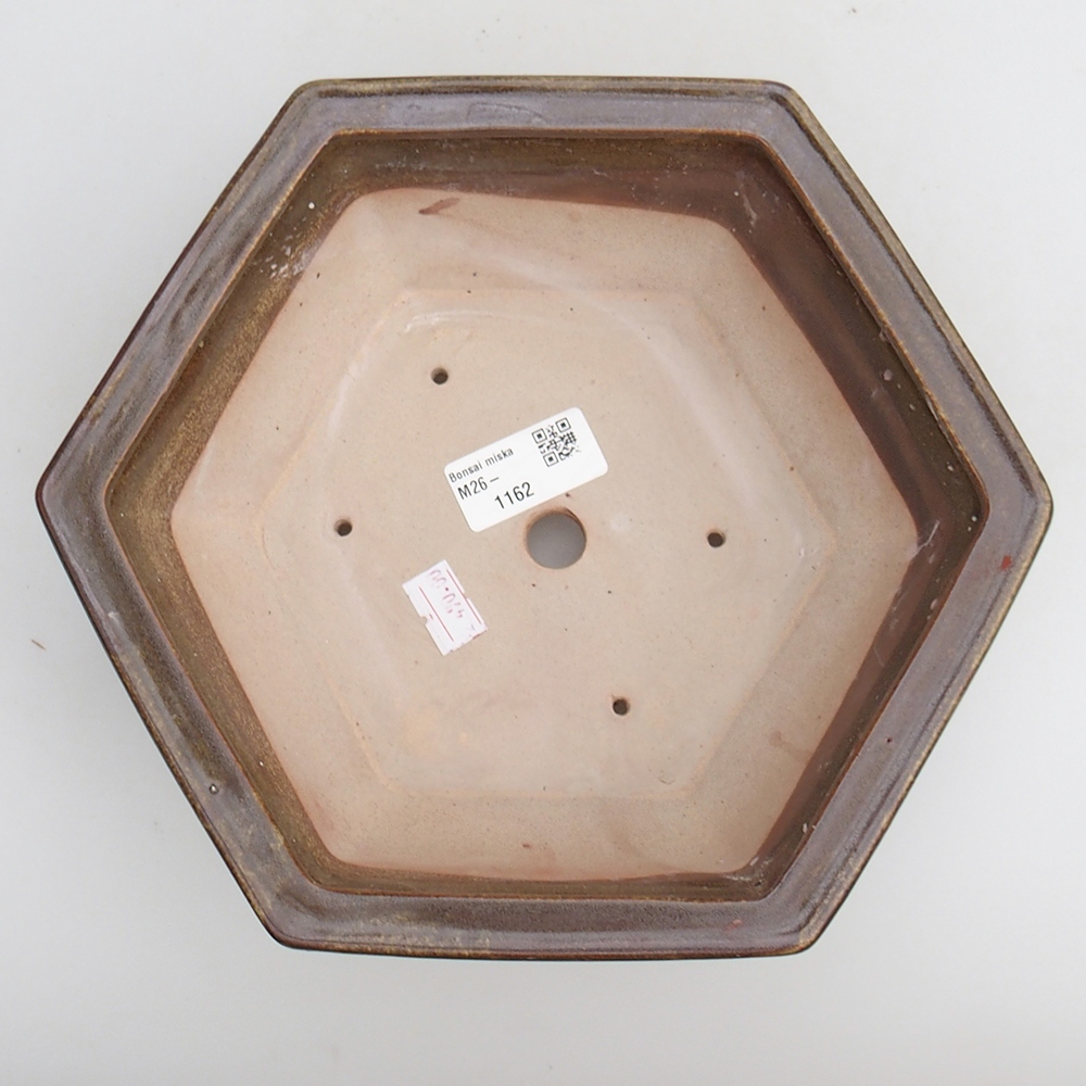 kerámia bonsai tál 23 x 21 x 7,5 cm, zöld-barna