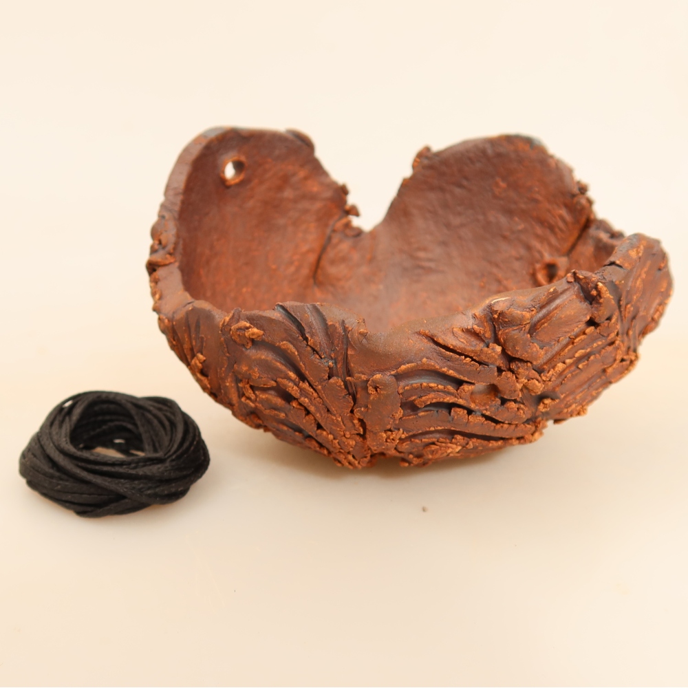 Kerámia kokedama-tartó, 10,5 x 9 x 6,5 cm, barna színű