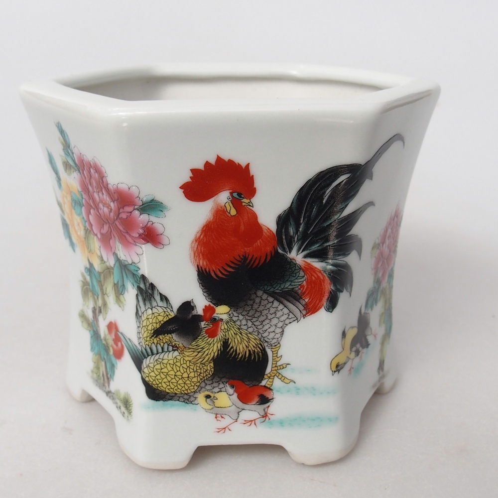 kerámia bonsai tál 10,5 x 9,5 x 9 cm, fehér színben