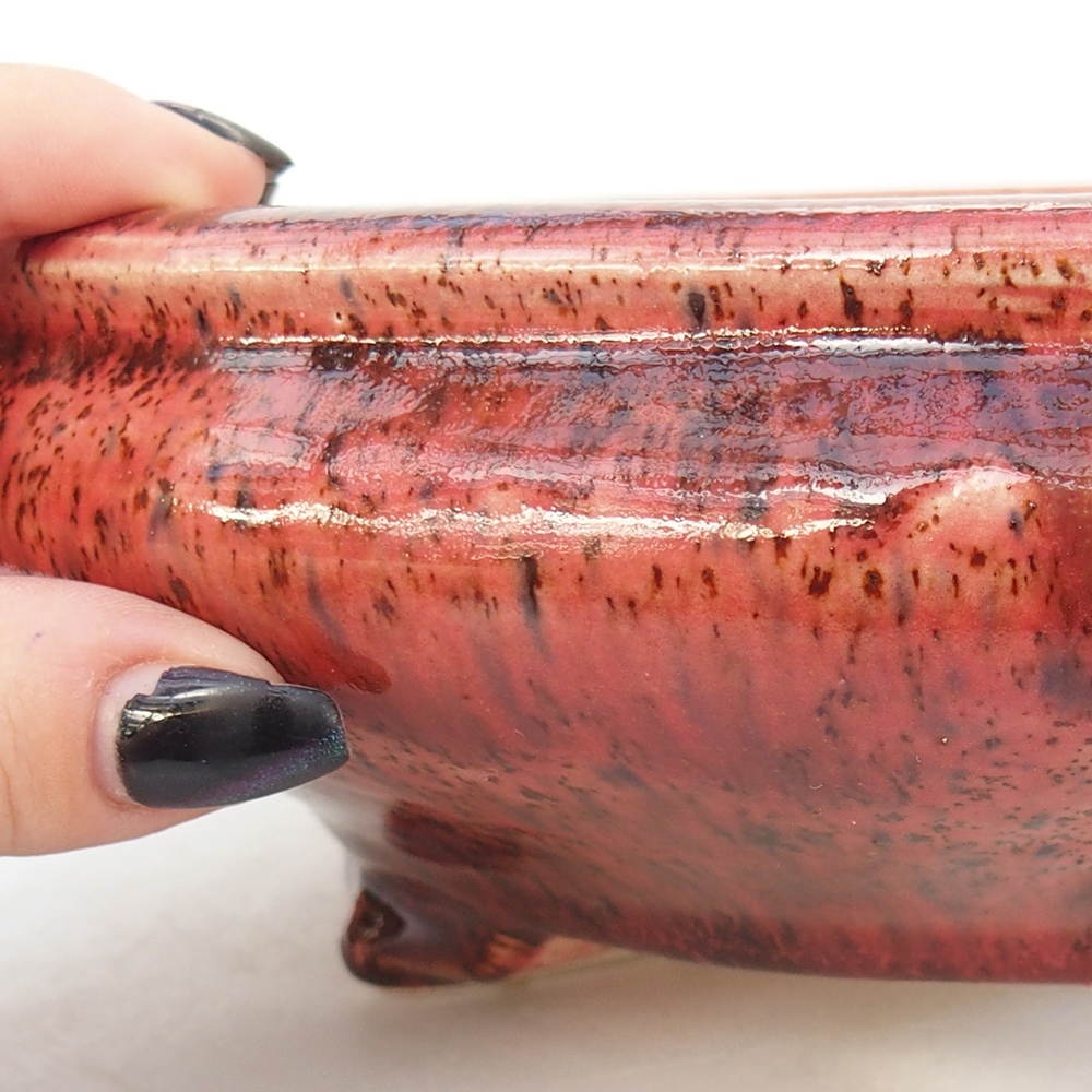 kerámia bonsai tál 25 x 25 x 7,5 cm, piros színben