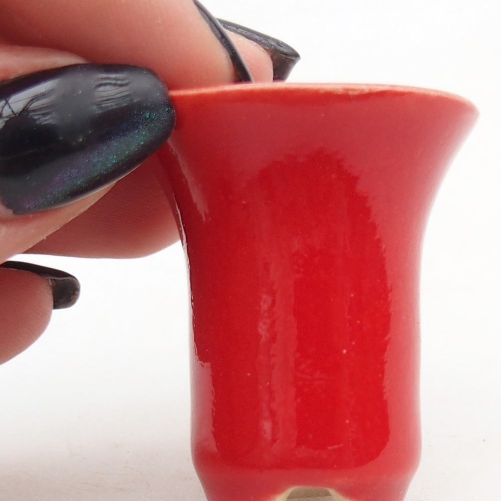 Mini bonsai tál 3 x 3 x 3,5 cm, piros színben