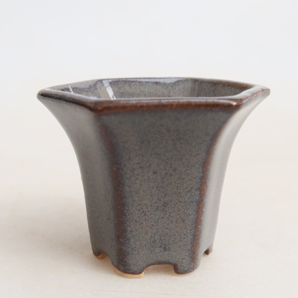 Kerámia bonsai-tál 4,5 x 4 x 3,5 cm, szín: szürke