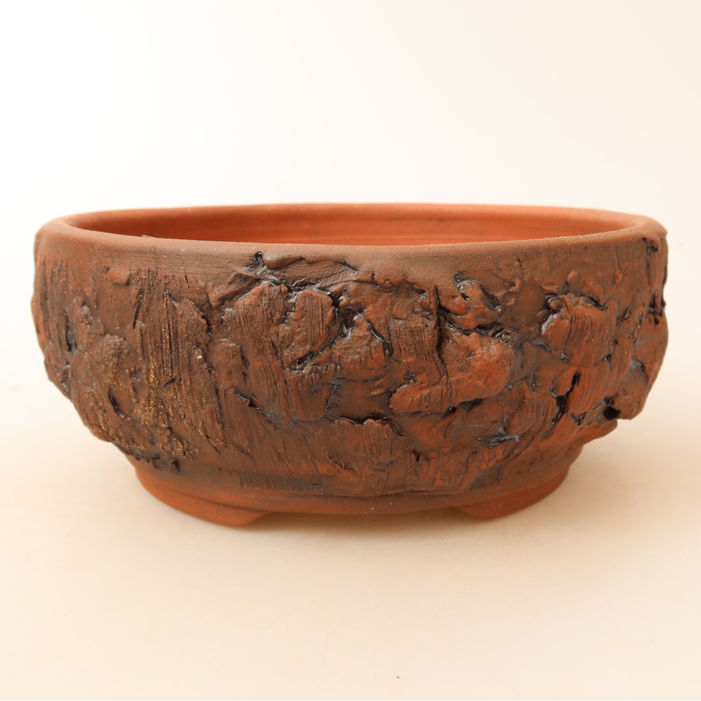 Kerámia bonsai tál, 16 x 16 x 6,5 cm, barna színű