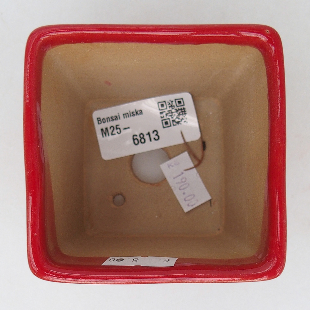 kerámia bonsai tál 7,5 x 7,5 x 7 cm, piros színű