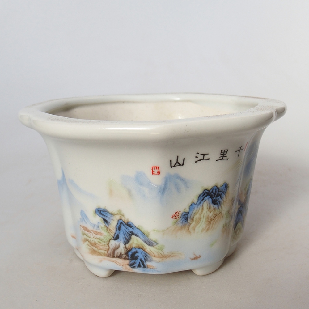 kerámia bonsai tál 11,5 x 11,5 x 6 cm, fehér