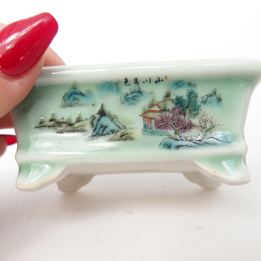 Mini bonsai tál 8 x 6 x 3 cm, zöld