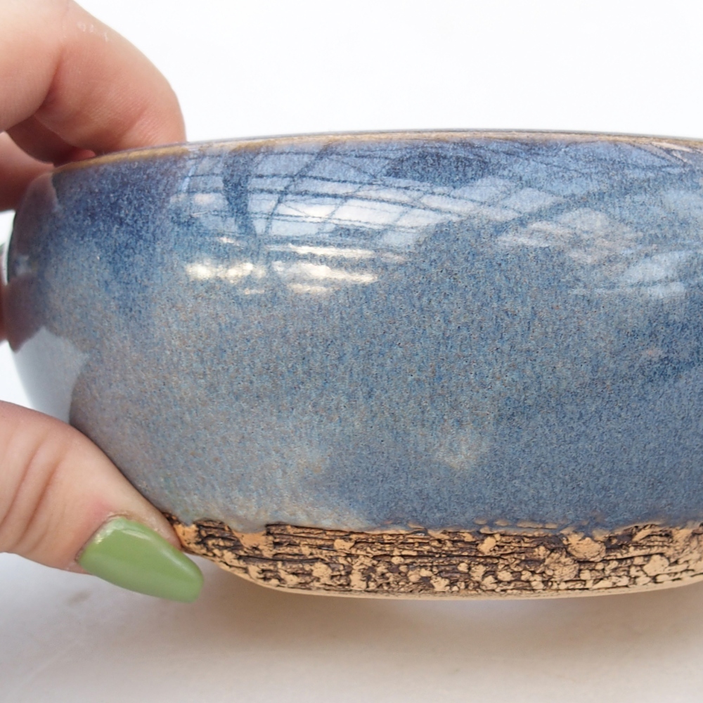 kerámia bonsai tál 14,5 x 14,5 x 6 cm, kék színű