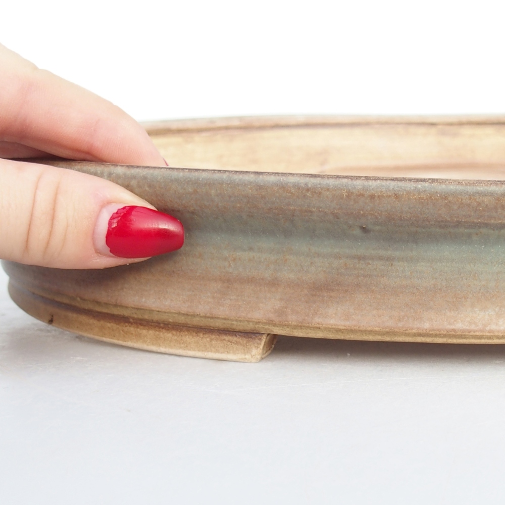 Kerámia bonsai tál 31 x 27 x 4,5 cm, zöld