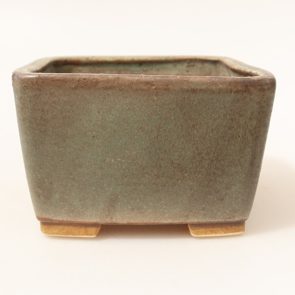 Kerámia bonsai tál, 10,5 x 10,5 x 7 cm, zöld színű