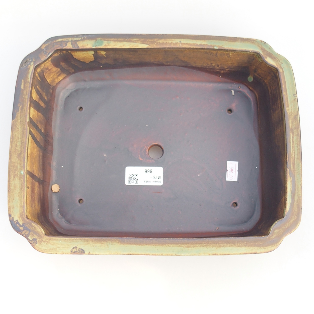 kerámia bonsai tál 28 x 22,5 x 7 cm, zöld-barna