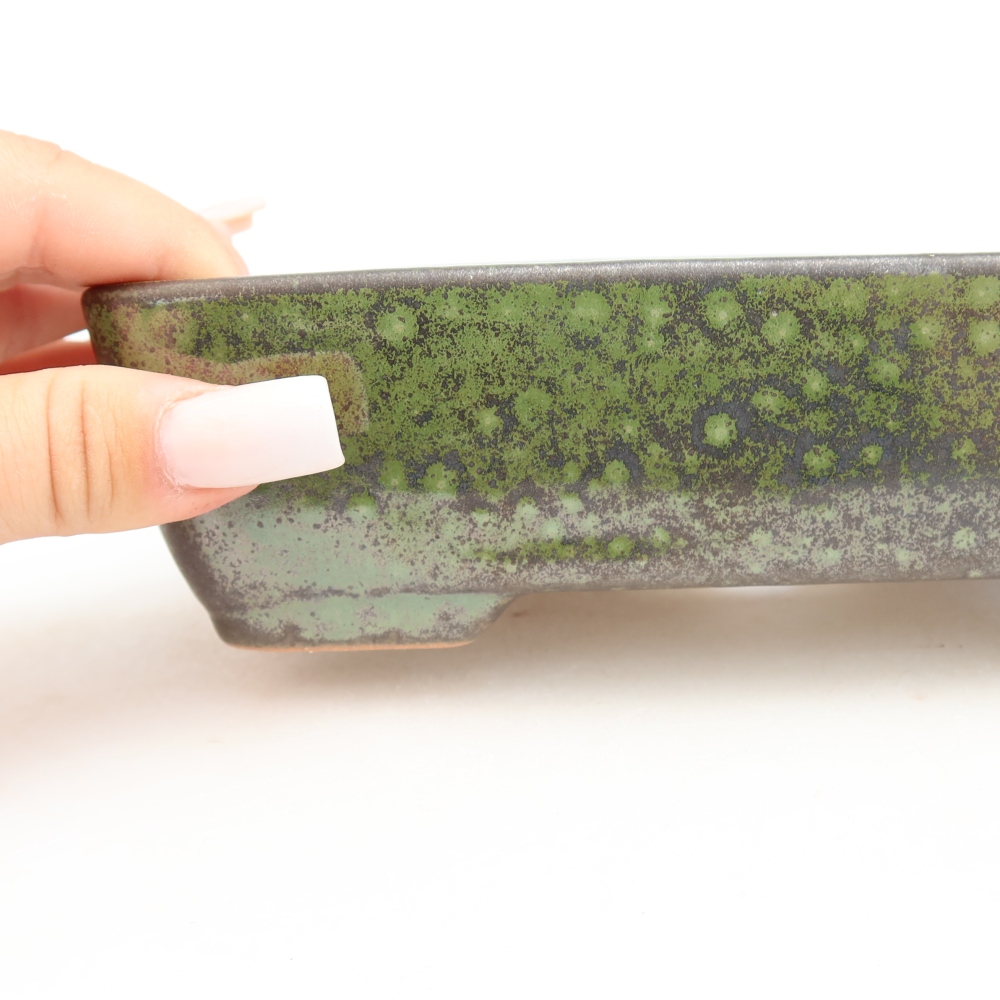 kerámia bonsai tál 18 x 13 x 5 cm, zöld