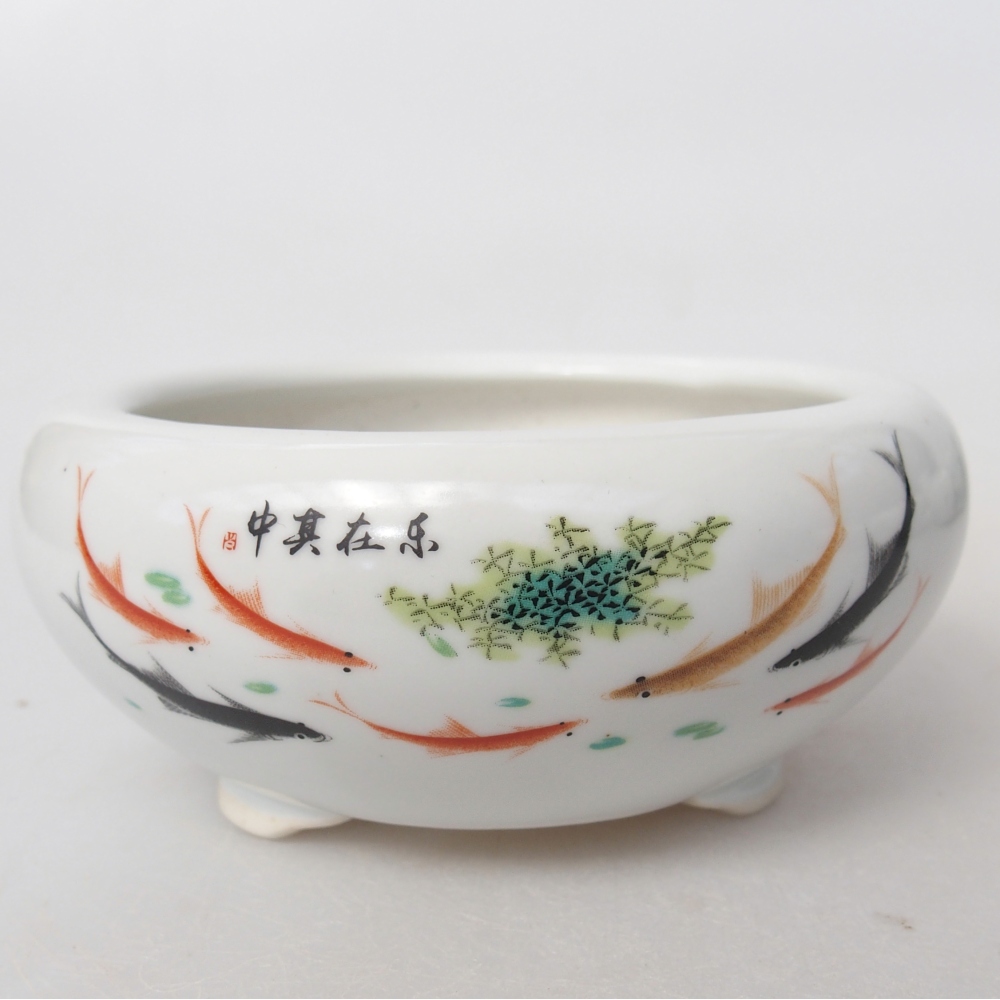 kerámia bonsai tál 10 x 10 x 5 cm, fehér színben