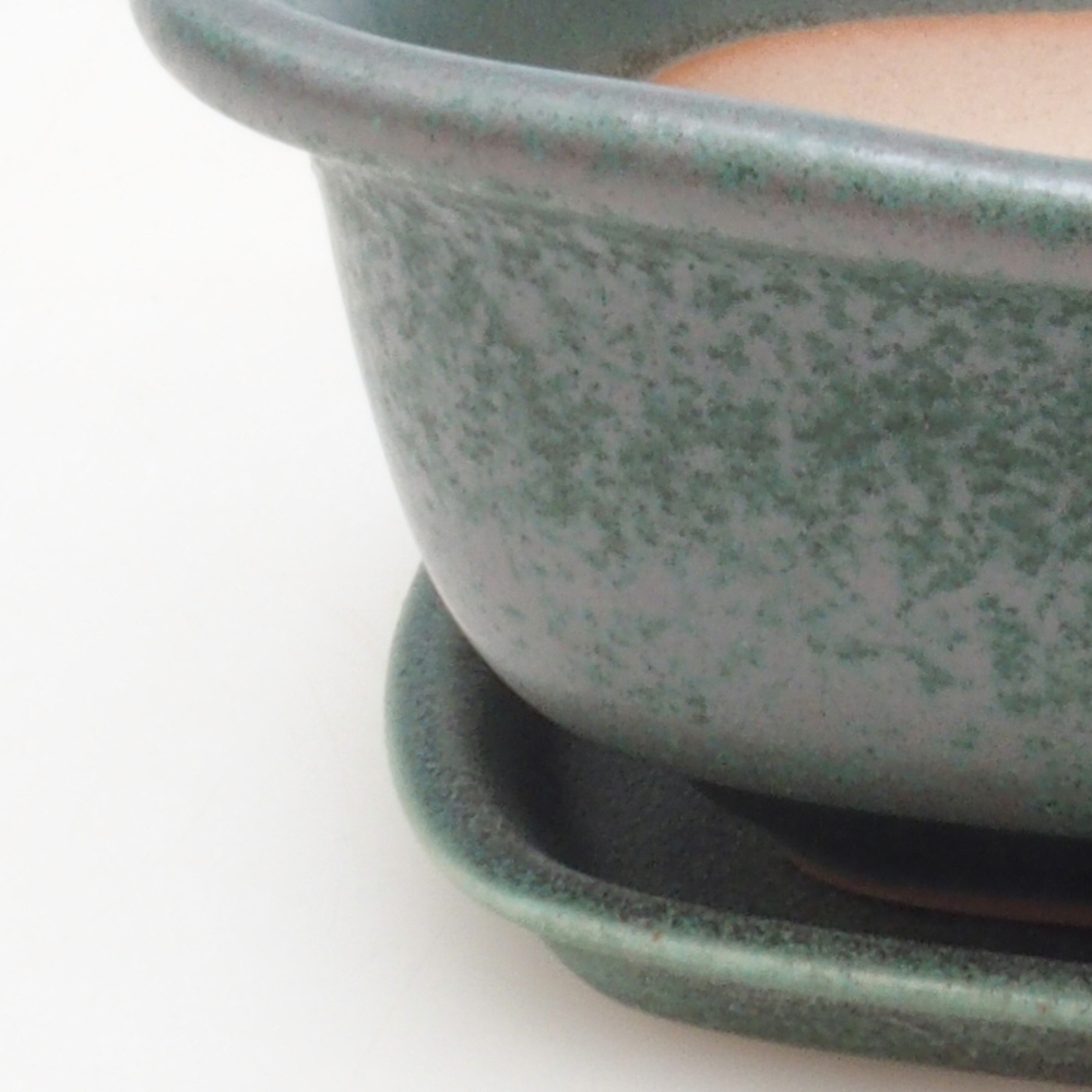 Bonsai tál + csészealj H08 - 25 x 19,5 x 6 cm. - zöld