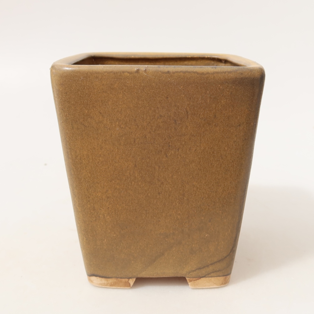 Kerámia bonsai-tál, 10,5 x 10,5 x 12 cm, barna színű