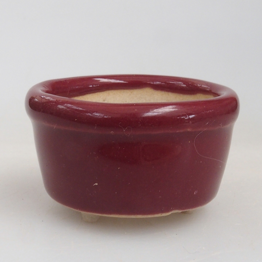 Mini bonsai tál 3,5 x 3,5 x 2 cm, bordó színben