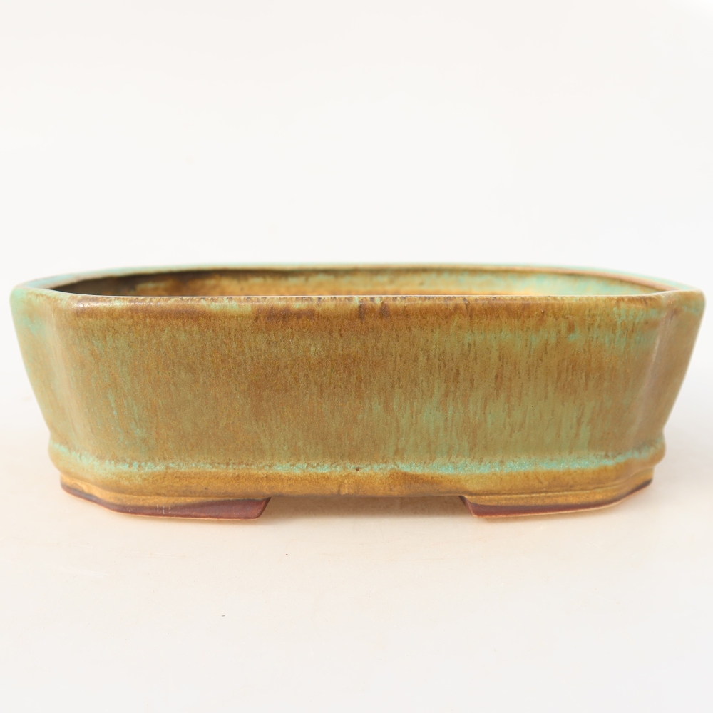 Kerámia bonsai tál 17,5 x 14,5 x 5 cm, zöld