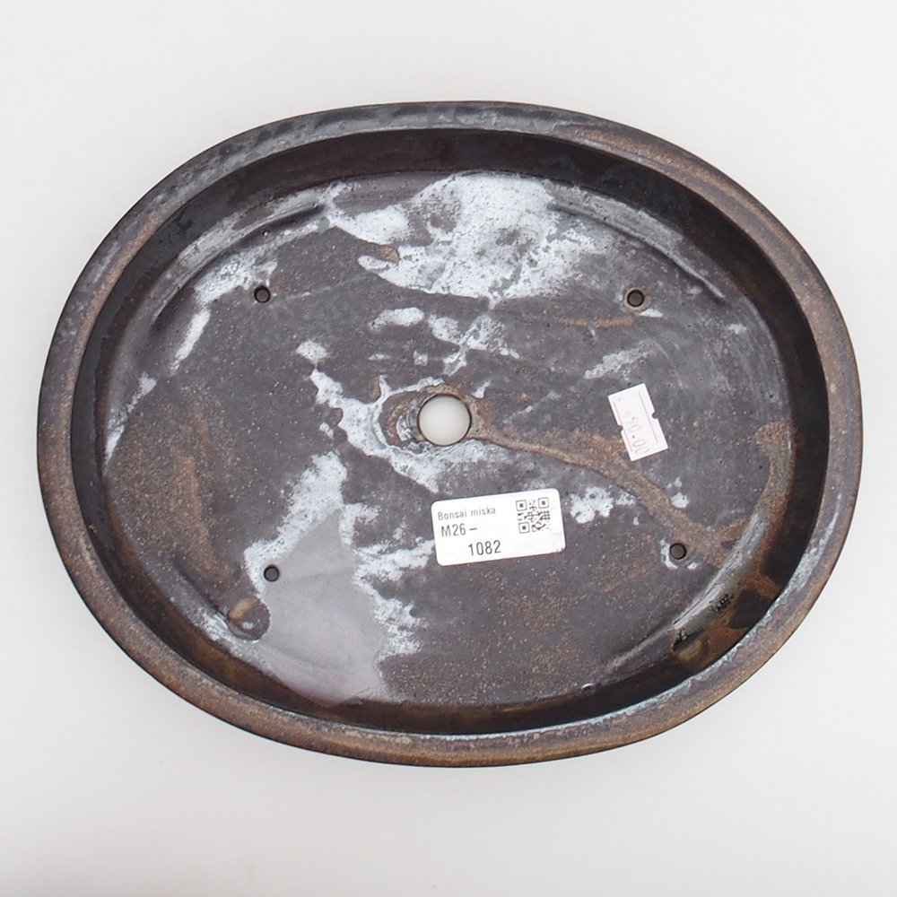 kerámia bonsai tál 24 x 19,5 x 4 cm, fekete-barna