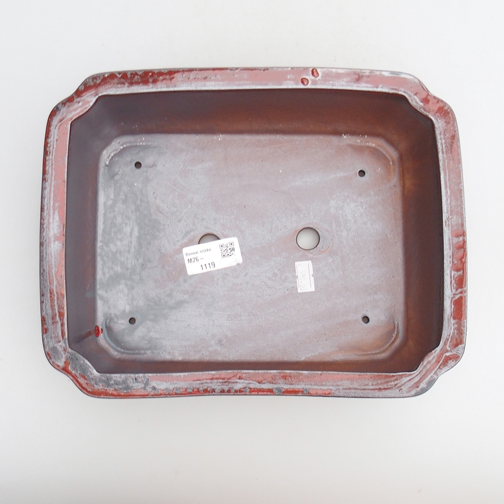 kerámia bonsai tál 27 x 21 x 7 cm, piros színben