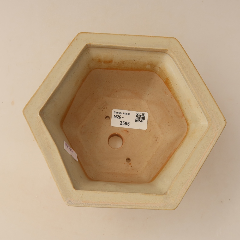 Kerámia bonsai tál, 18,5 x 16,5 x 9 cm, bézs színű