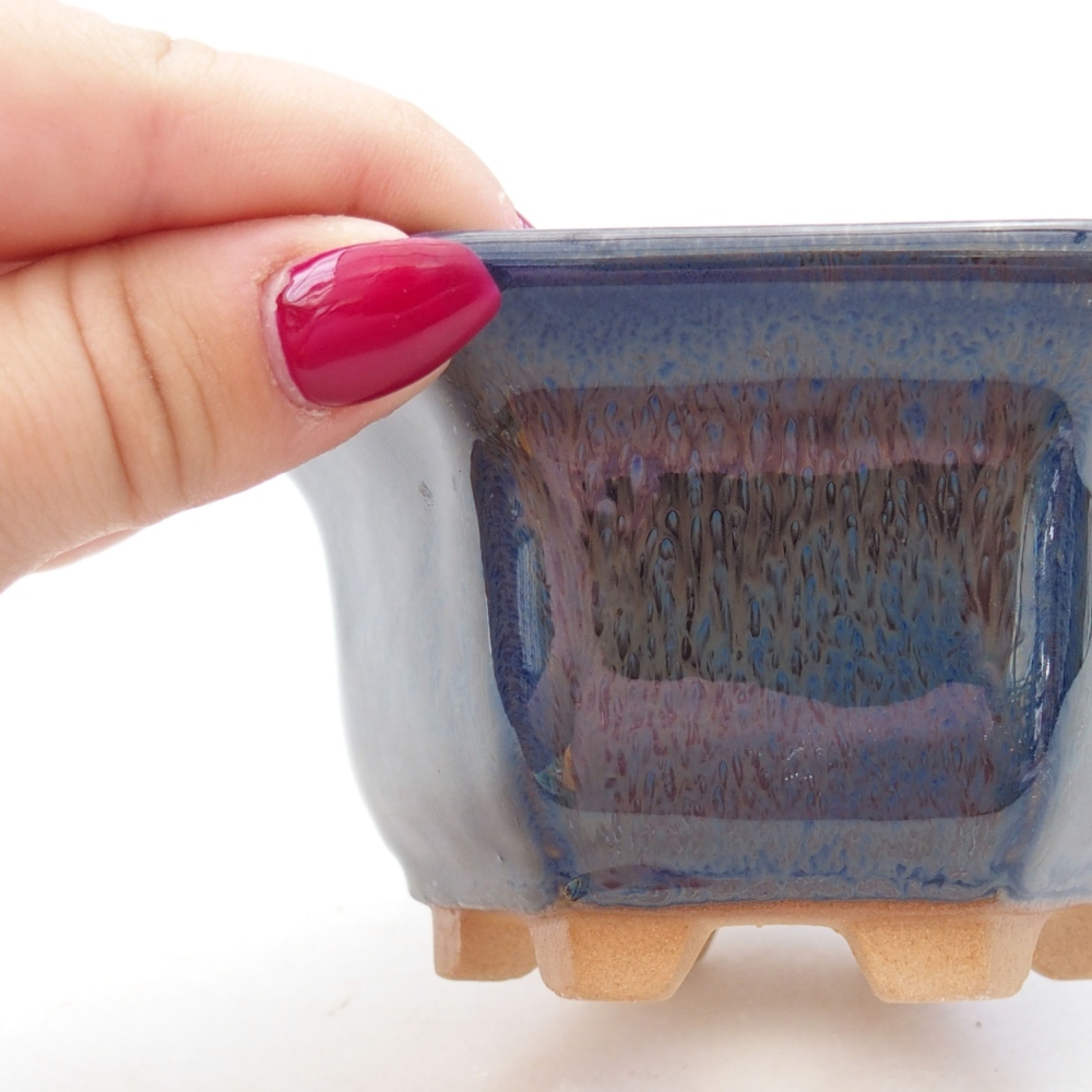 kerámia bonsai tál 10,5 x 9,5 x 5,5 cm, kék színben