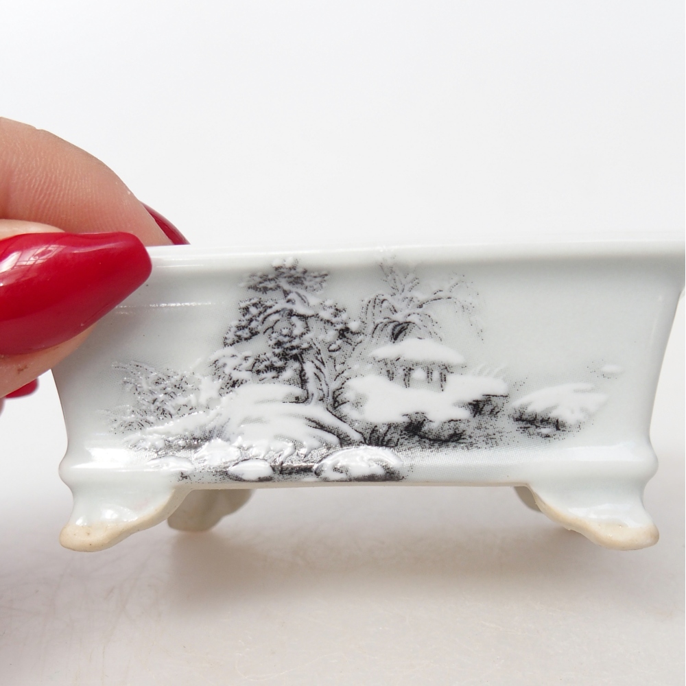 Mini bonsai tál 8 x 6 x 3 cm, fehér