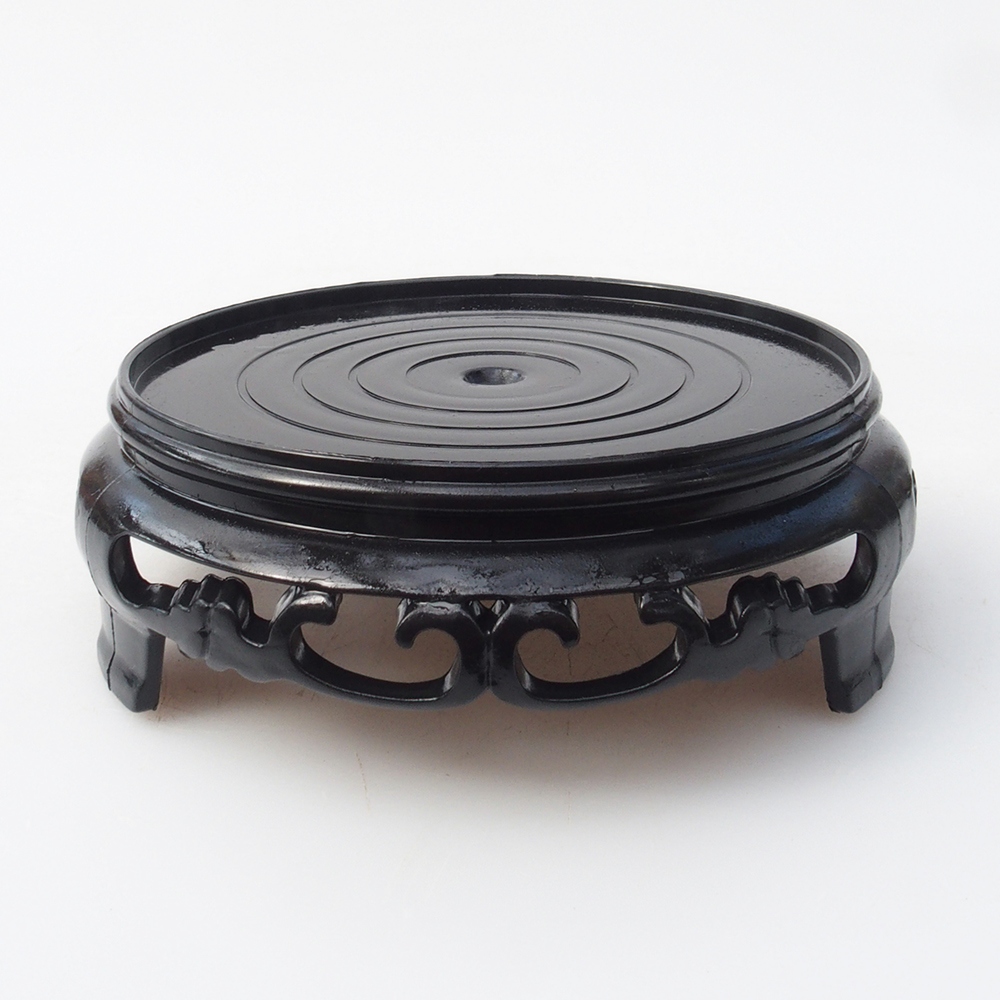 Bonsai asztal műanyag, kerek 10 x 10 x 3,5 cm, fekete