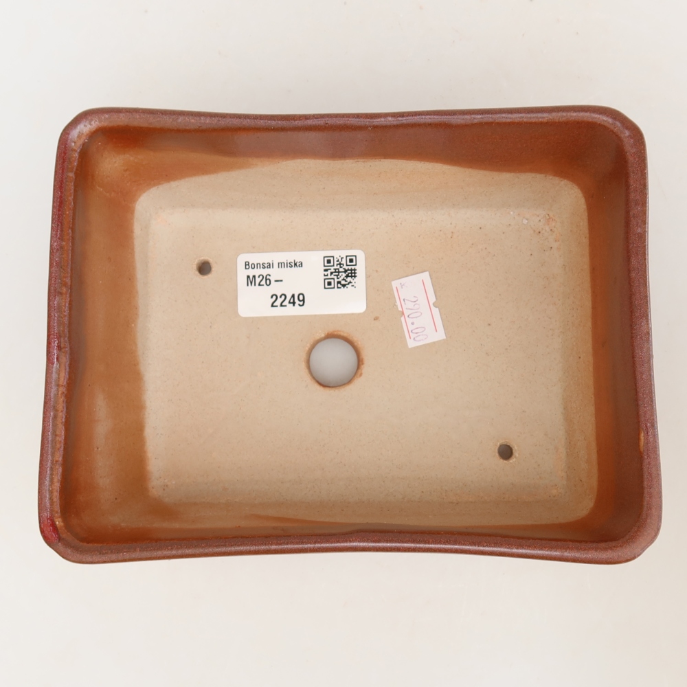 kerámia bonsai tál 16 x 12 x 6 cm, bordó színben