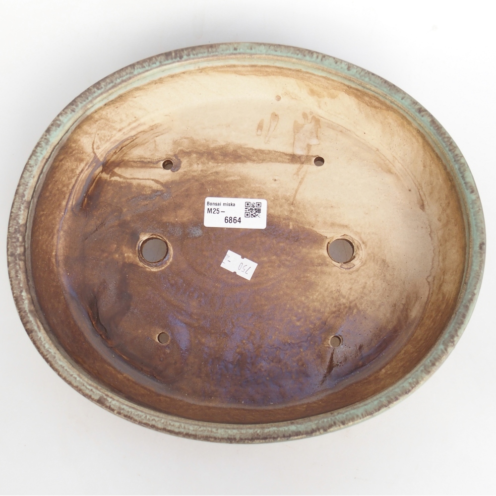 kerámia bonsai tál 28 x 24 x 6 cm, zöld