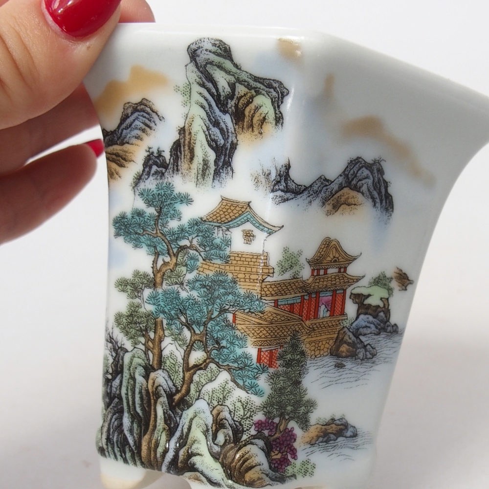 kerámia bonsai tál 10 x 9 x 9 cm, fehér színben