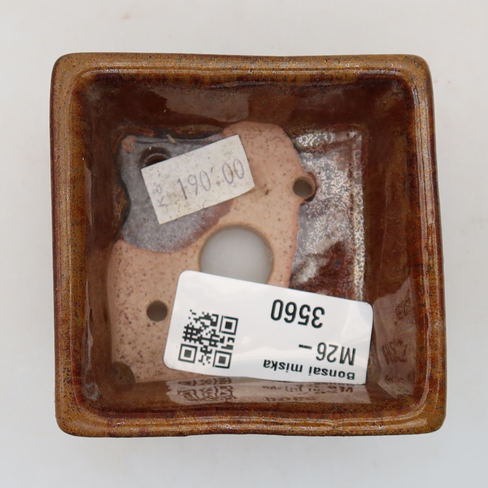 kerámia bonsai tál 7 x 7 x 3,5 cm, barna