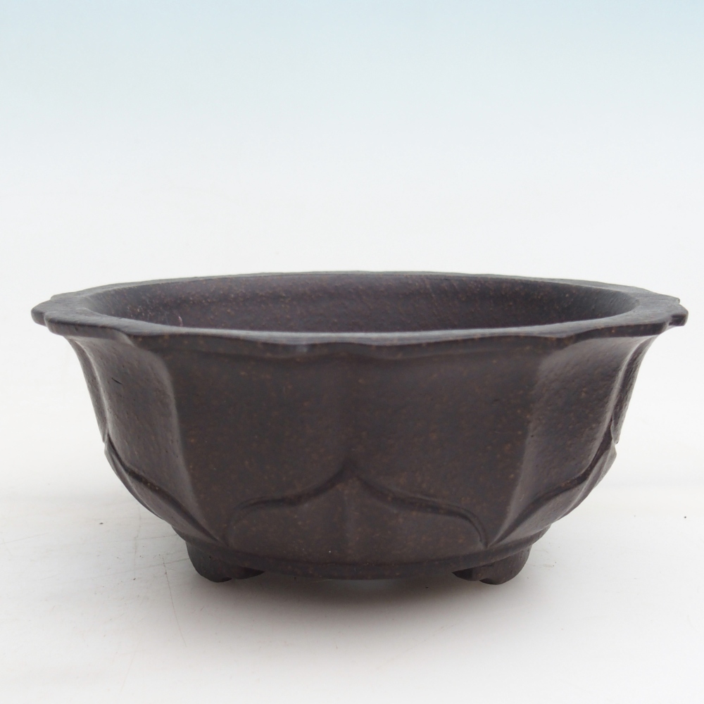 kerámia bonsai tál 15 x 15 x 6,5 cm, barnás okkersárga színben