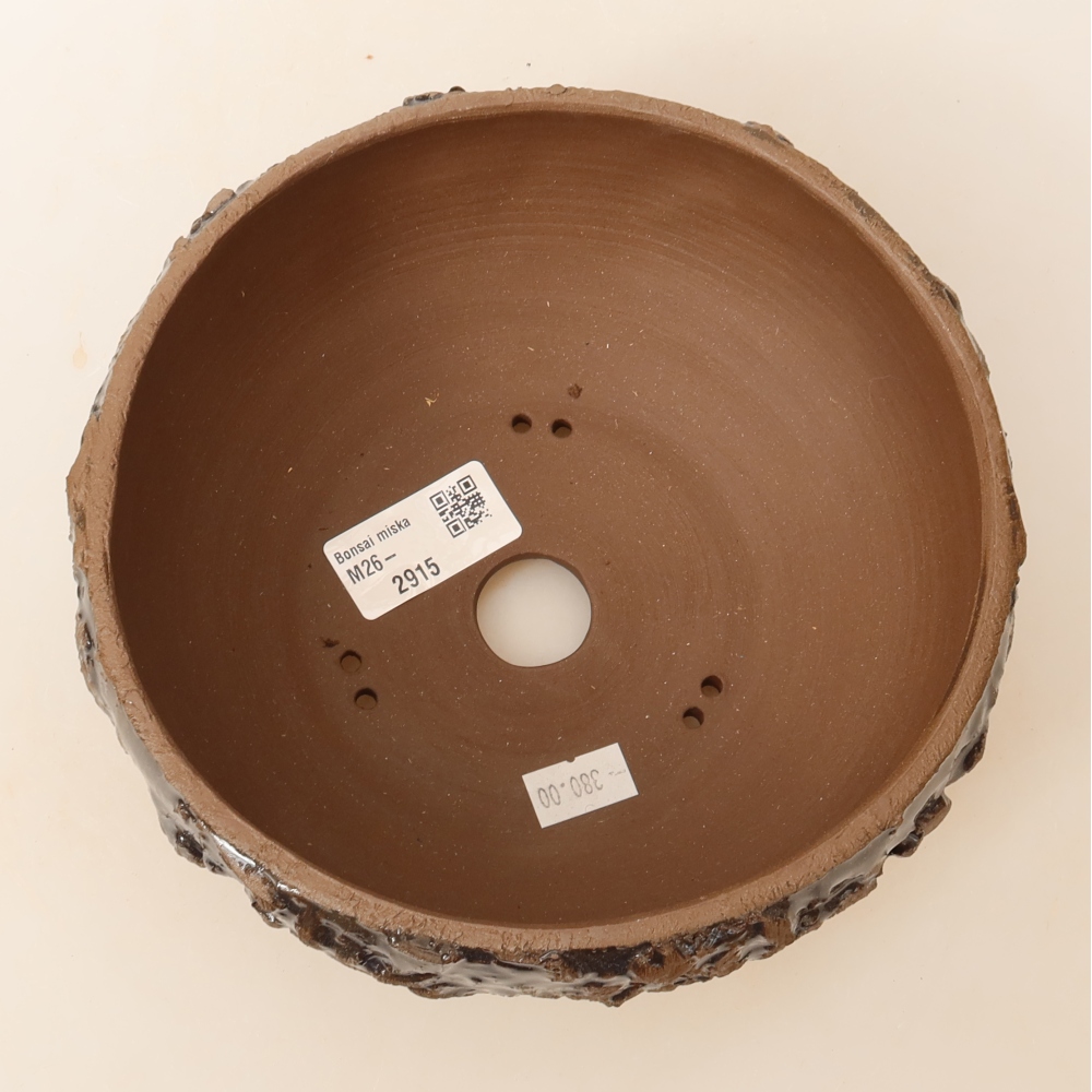 Kerámia bonsai tál, 17 x 17 x 8 cm, barna színű