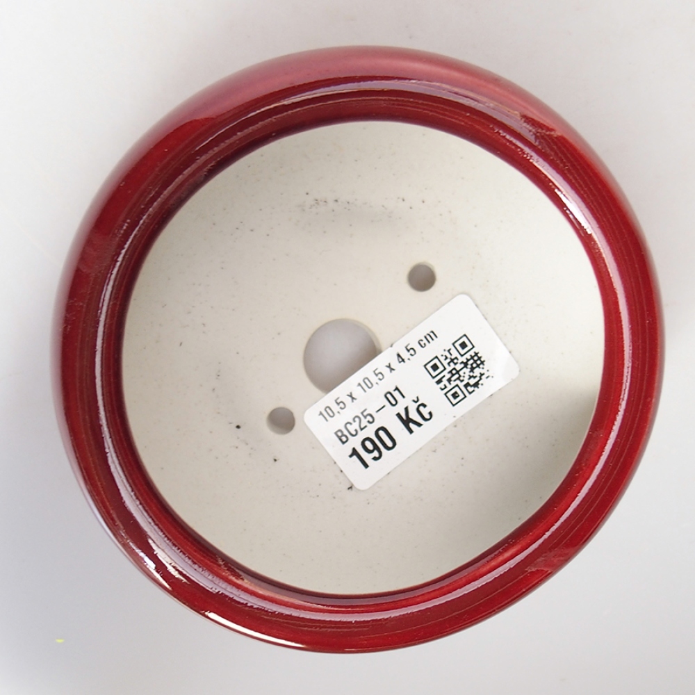 kerámia bonsai tál 10,5 x 10,5 x 4,5 cm, piros színben