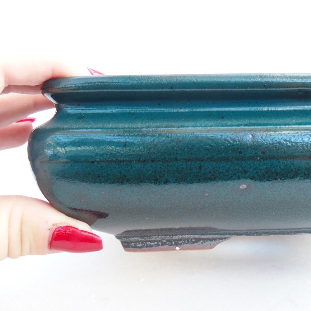 Kerámia bonsai tál 15,5 x 15,5 x 6 cm, zöld