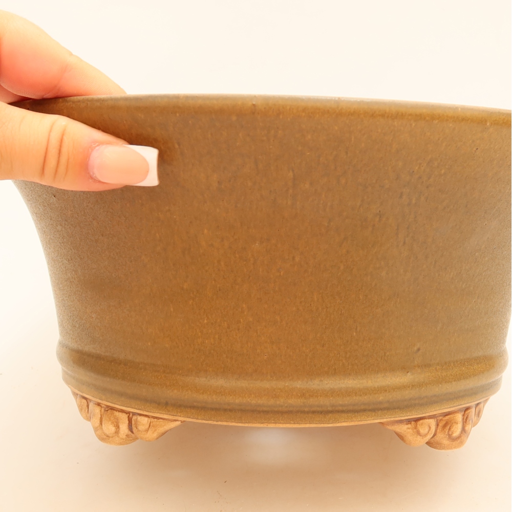 Kerámia bonsai tál, 24,5 x 24,5 x 11 cm, barna színű