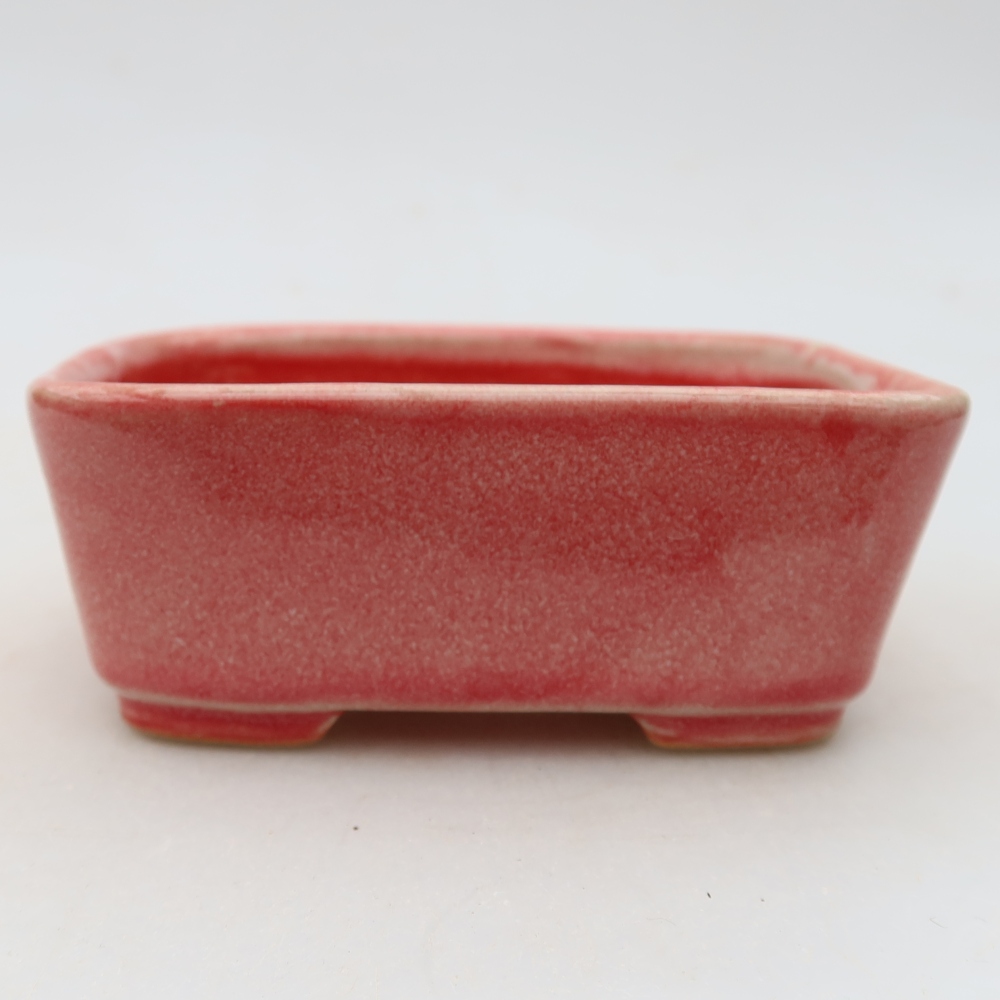 Kerámia bonsai-tál 10,5 x 8,5 x 4 cm, piros színű