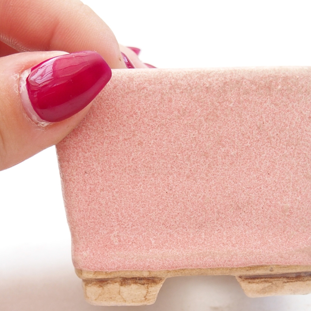 kerámia bonsai tál 6 x 6 x 4,5 cm, rózsaszínű